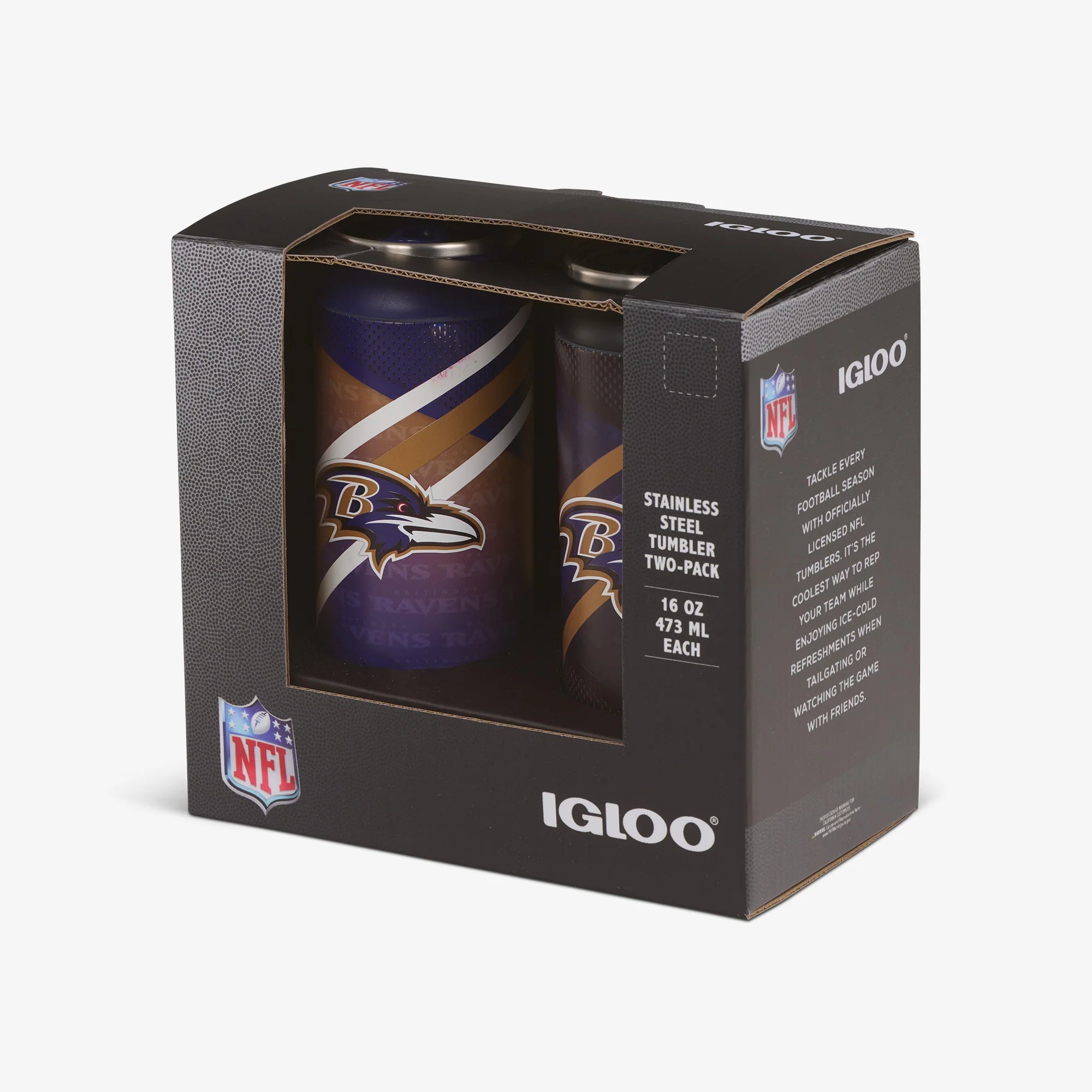 Igloo Insulated Cooler Durable Cooler Baltimore Ravens Home & Away 16 Oz Can 2-Pack - Image 5